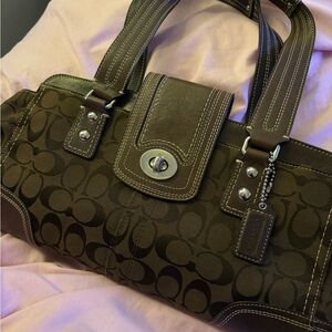 Coach Dark Brown Signature Shoulder Bag
